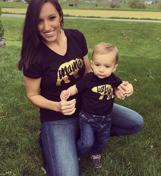 black mother and son matching outfits