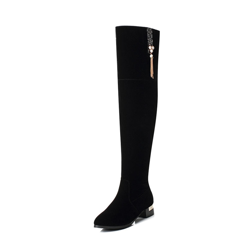 black flat pointed toe boots