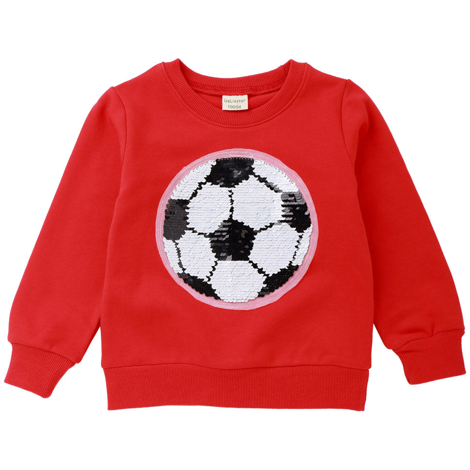 Flippy Sequin Sweatshirts For Boys Girls Cute Fun Football Blouse Autumn Winter Baby Clothes Kids Hoodies Children Pullover Tops Beal Daily Deals For Moms - aba red shirt roblox