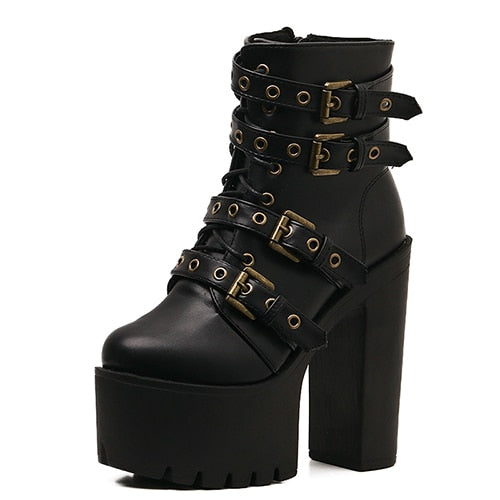 Gdgydh Sexy Rivet Black Ankle Boots 