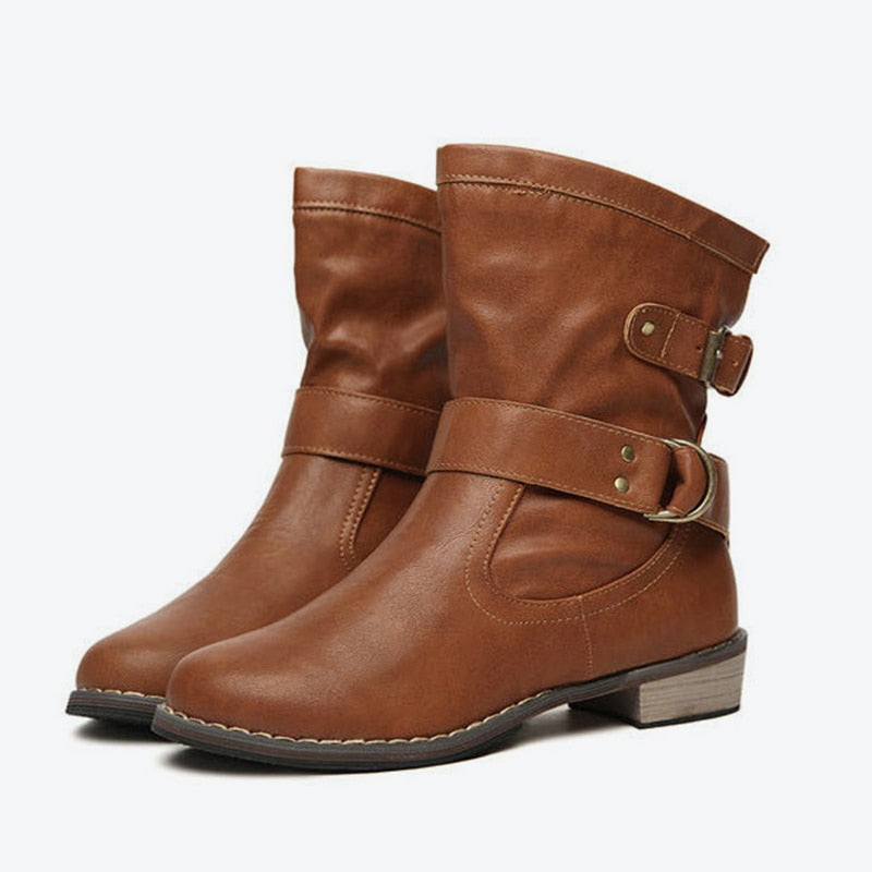 MCCKLE Autumn Casual Mid Calf Boots 