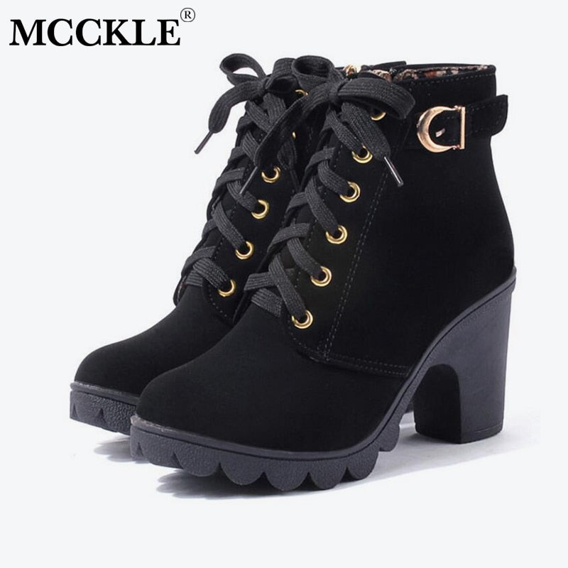 Leisure Ankle Boots Women Lace-Up High 