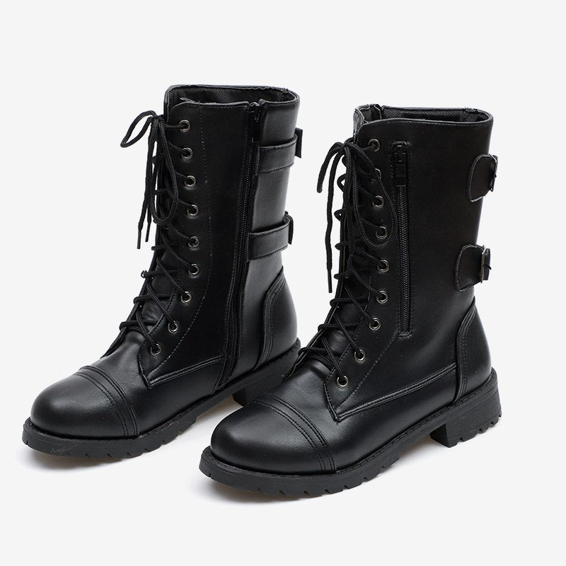 women's lace up biker boots