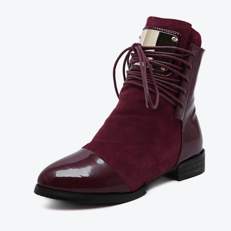 patent leather lace up ankle boots