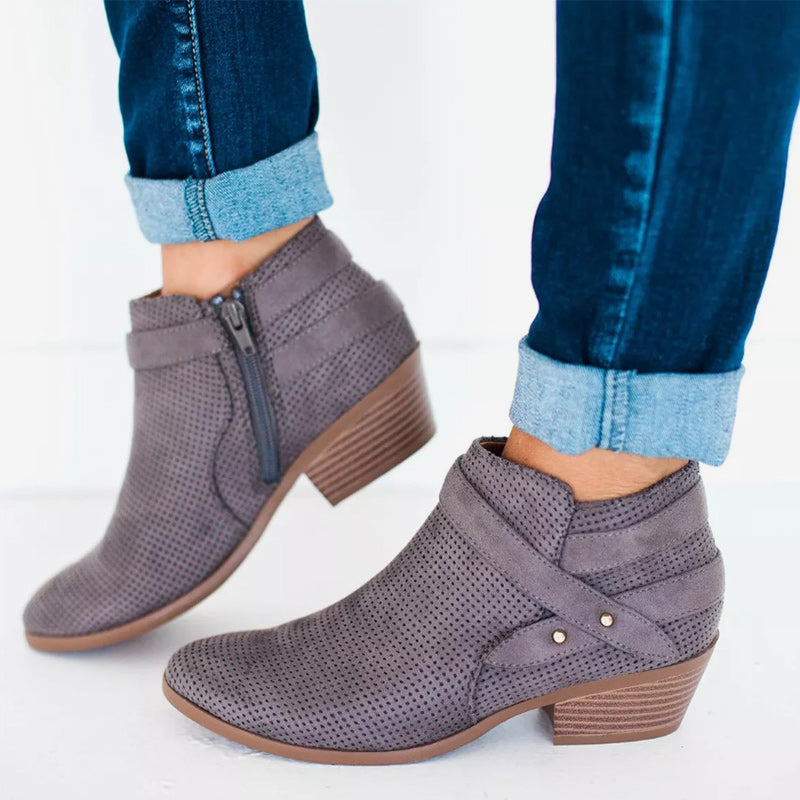 women's short boots low heel