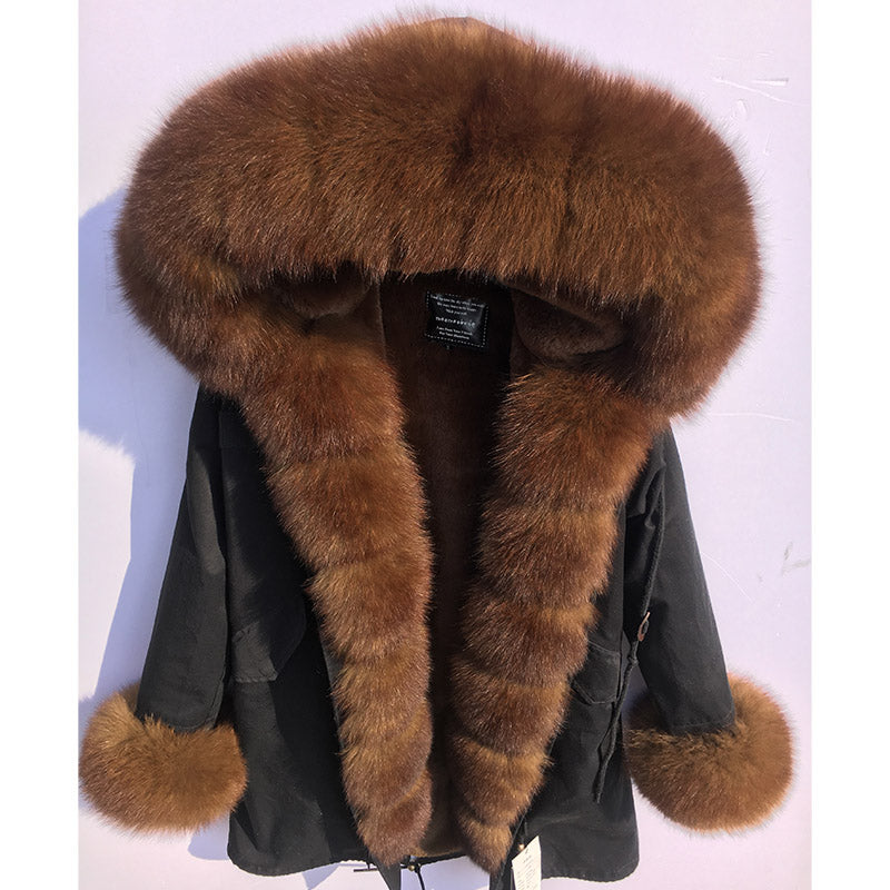 real fur collar and cuffs