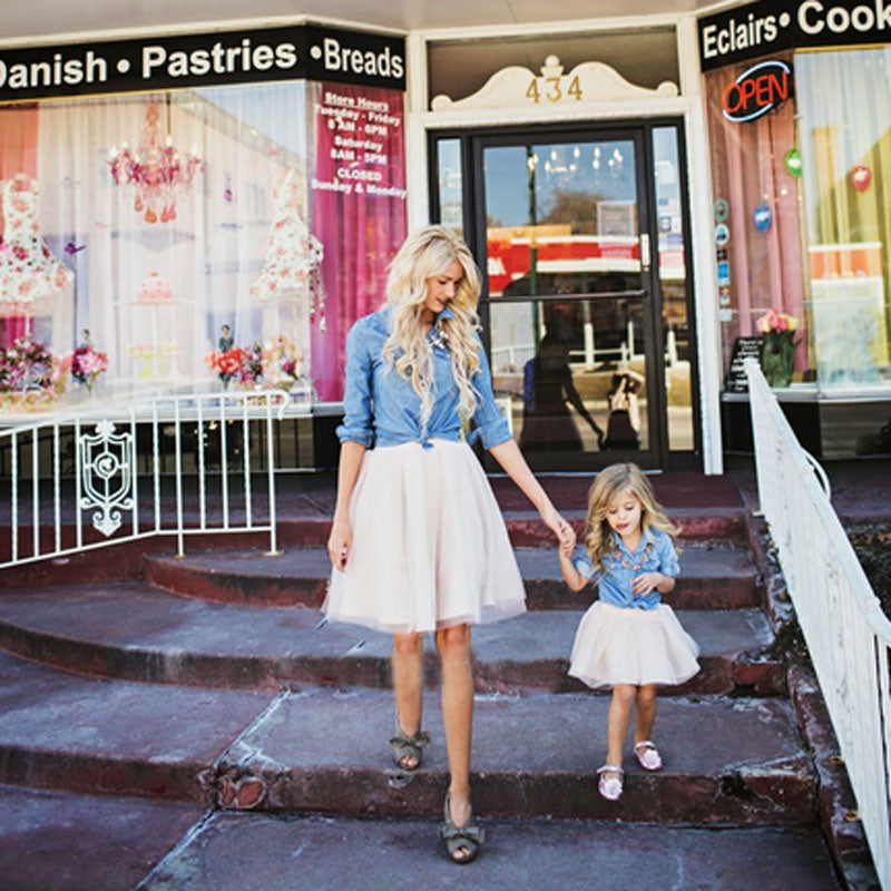 mother daughter matching denim dress