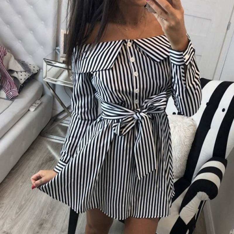long striped shirt dress