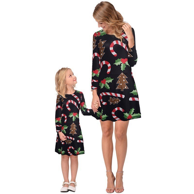 girls christmas print dress