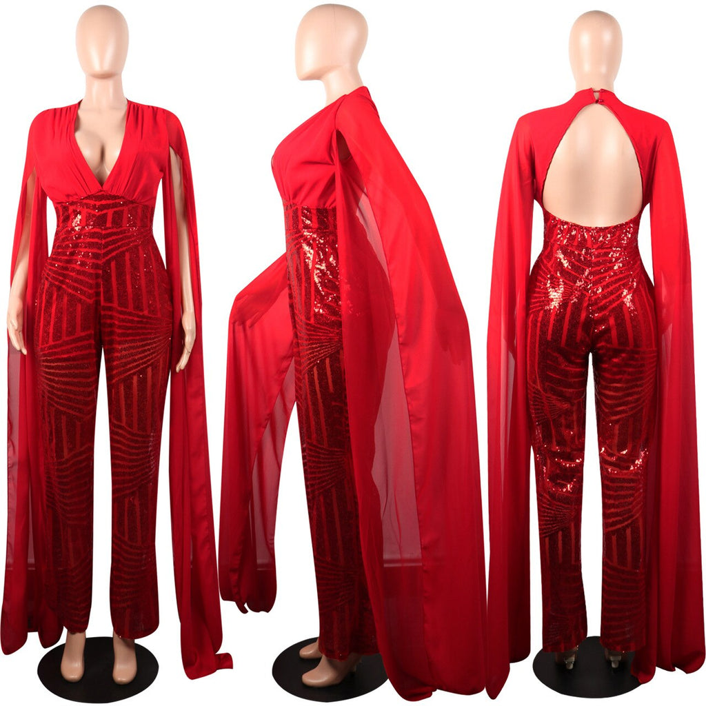 sparkly red jumpsuit