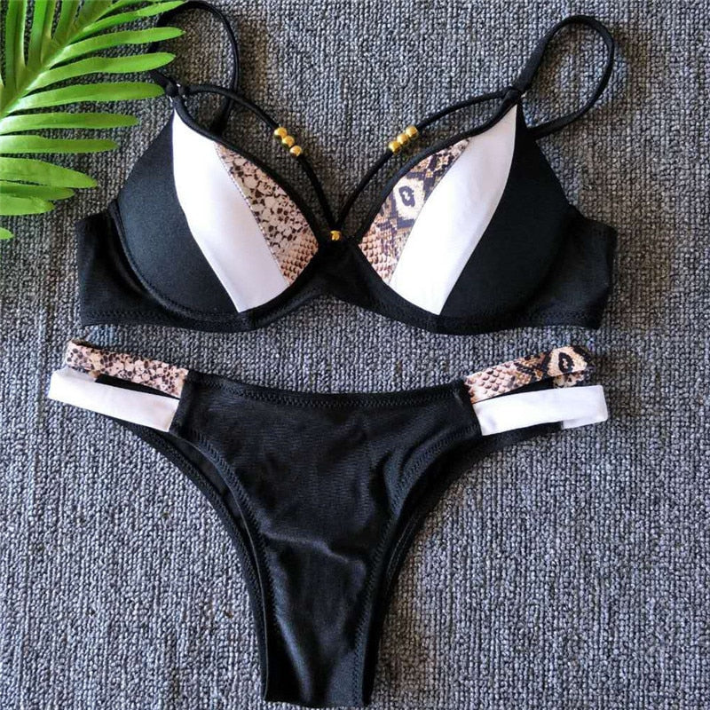 snakeskin push up bikini