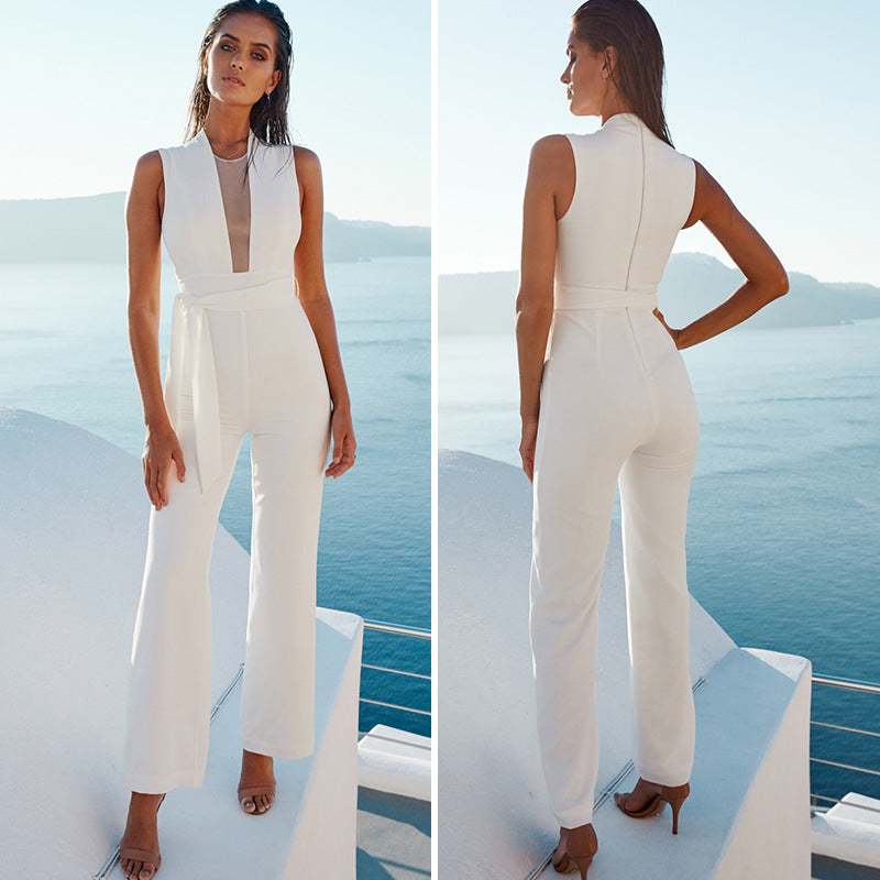 white jumpsuit beach