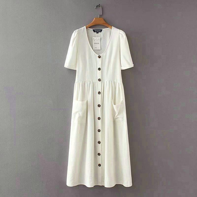 short sleeve cotton midi dress