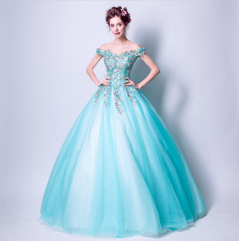 turquoise ball gown