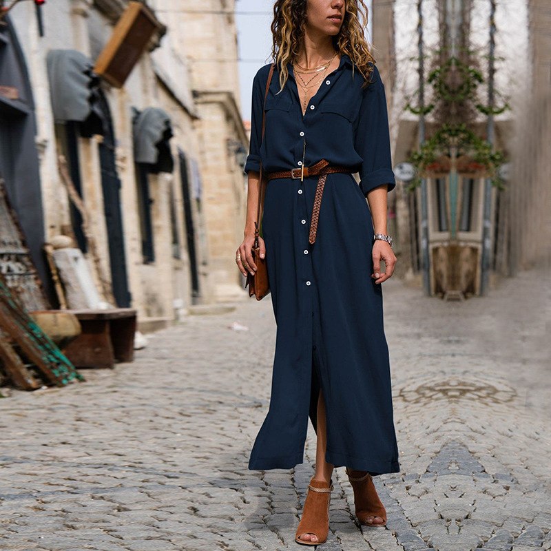 long green shirt dress