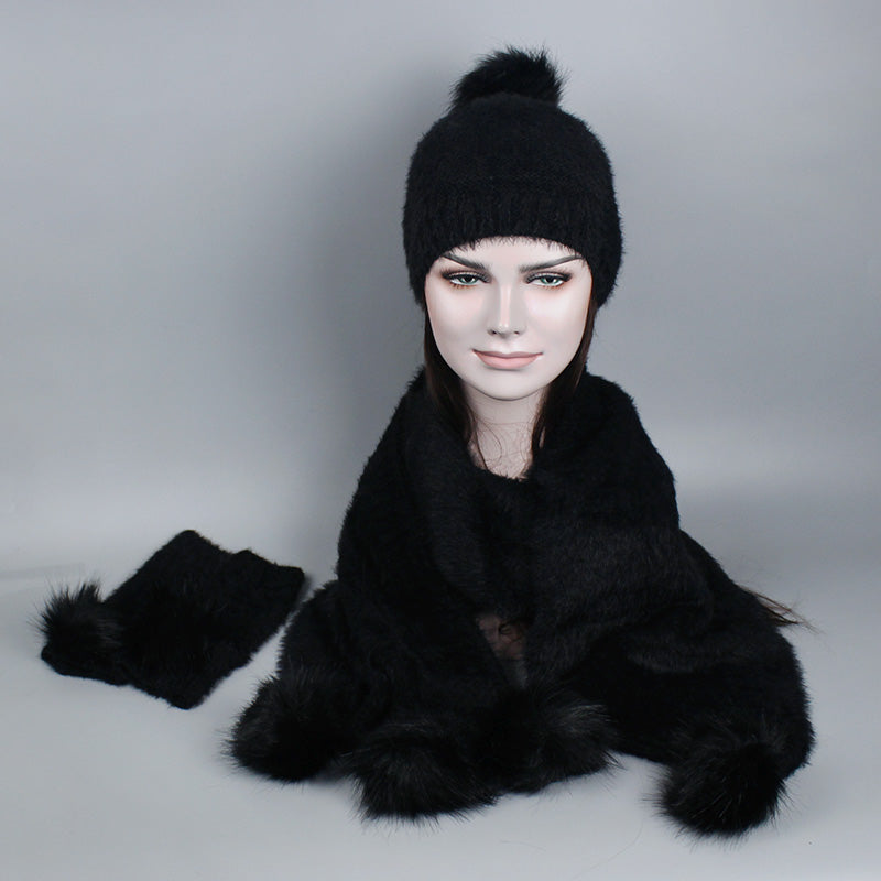 fur hat and gloves set