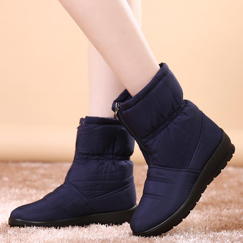 short winter boots with zipper