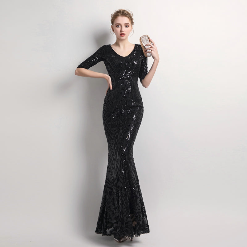 half sleeve evening dresses