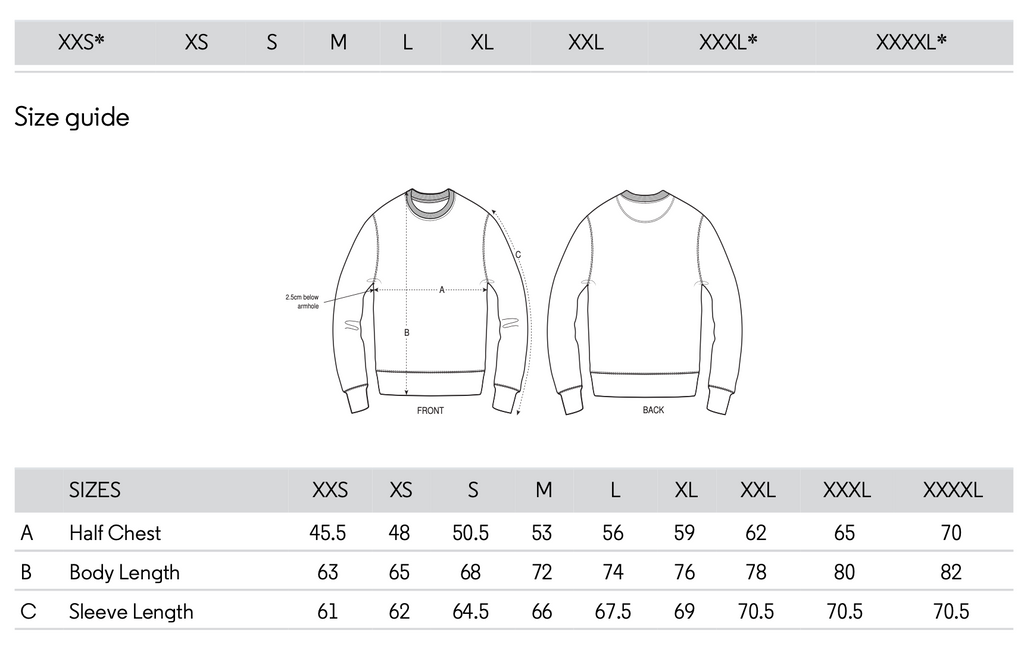 cruiser sizeguide