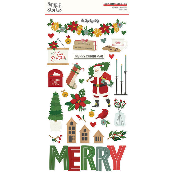 Simple Vintage Christmas Lodge Chipboard Stickers 6X12