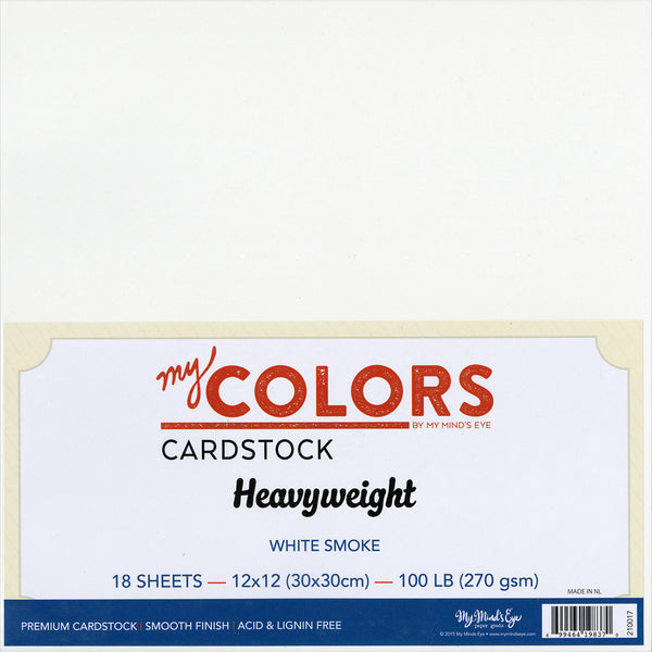 My Colors Cardstock My Mind's Eye White 8.5 x 11 Classic Cardstock Pack
