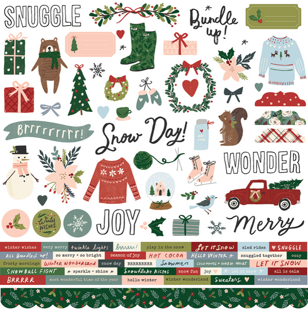 Simple Vintage Winter Woods Foam Stickers 49/Pkg- - 3 Pack