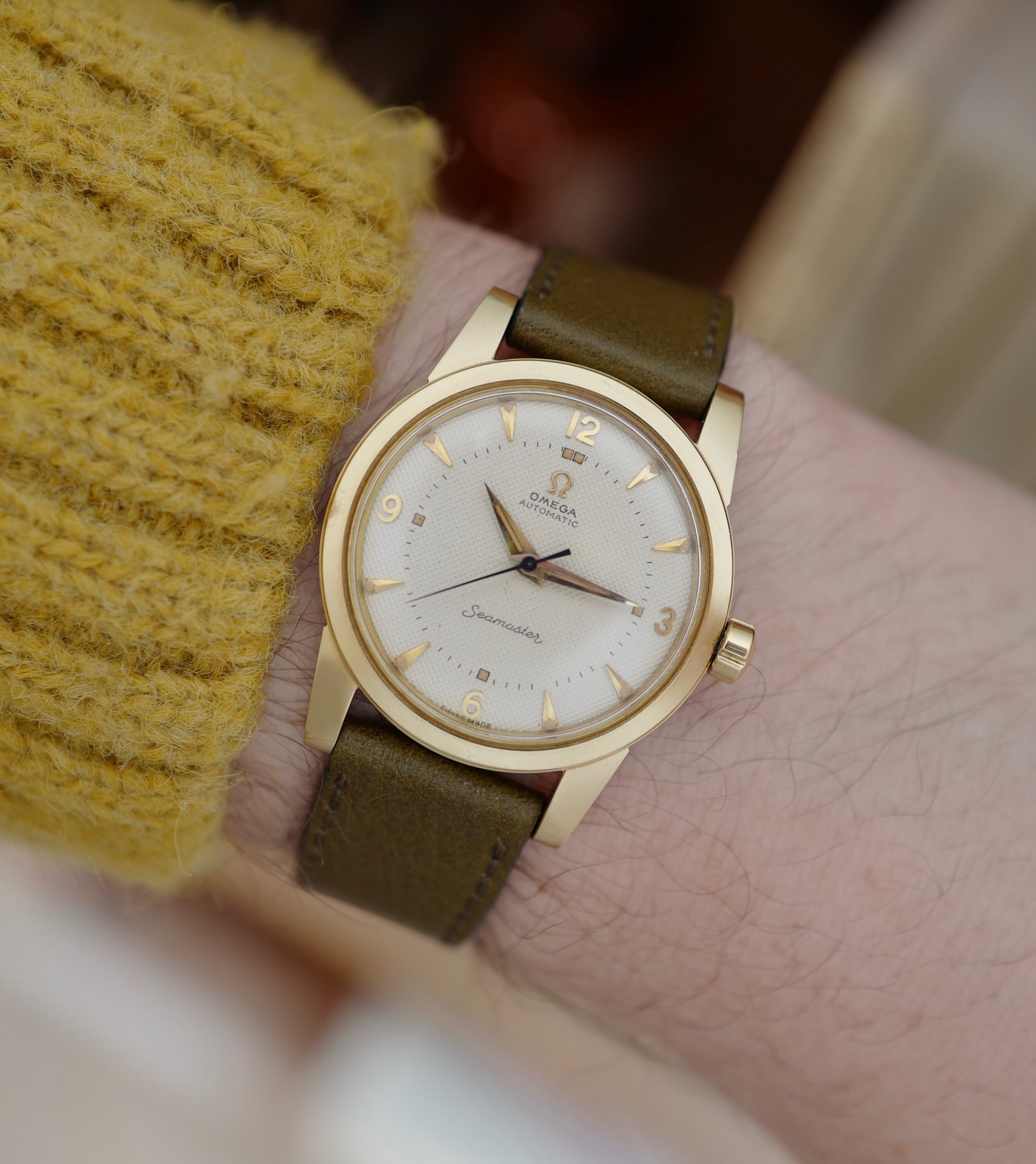 olive green leather watch strap