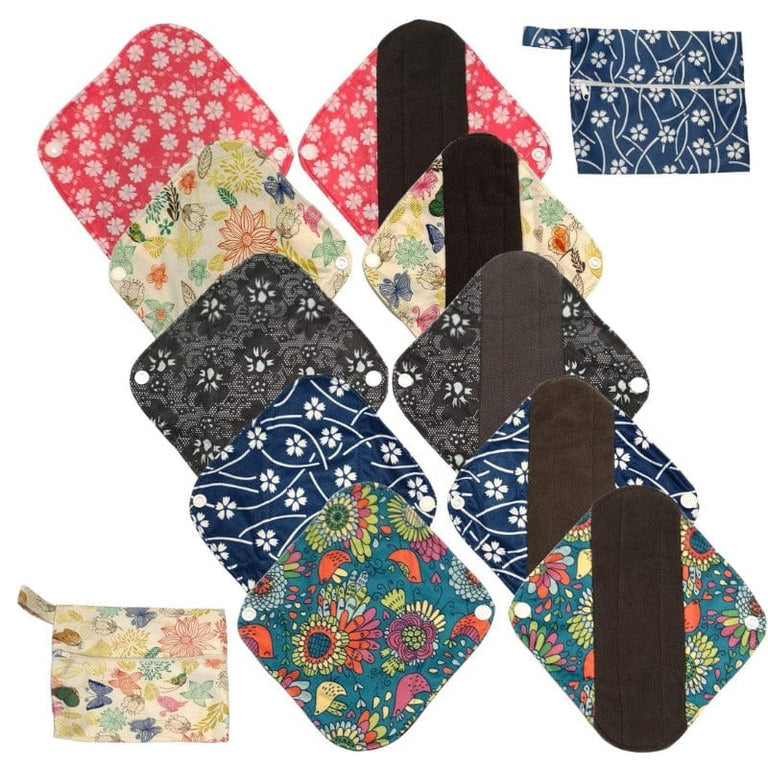 Reusable Sanitary Pads Best Combo Deal 5pk with Carry Bag