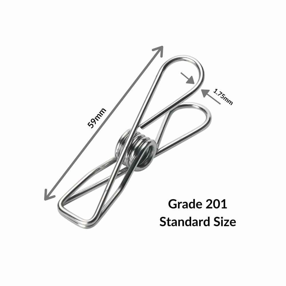 Intentionally Sustainable Ltd Stainless Steel Clothespins - Grade 201 201 Grade- 58mm x 1.75mm