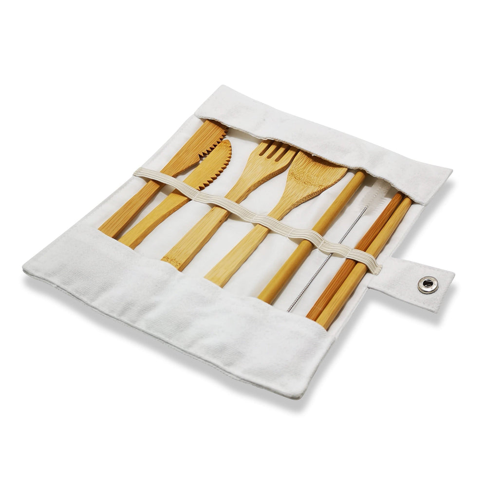 Intentionally Sustainable Ltd Eco-Friendly Bamboo Travel Cutlery Set White / Bamboo Straw