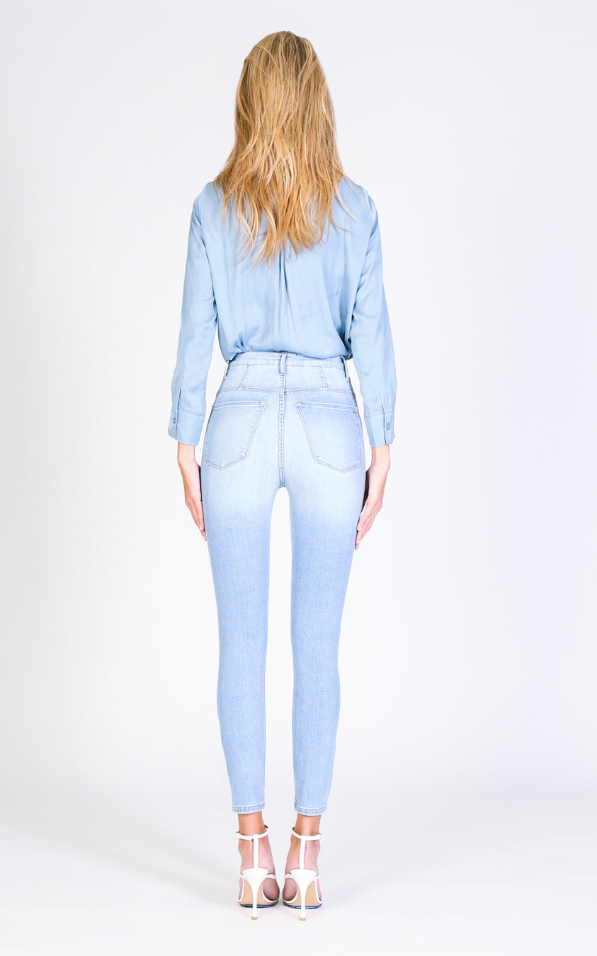 Bridget Double Button Skinny - New Sky