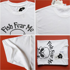 White fish fear me t-shirt. 100% Cotton fishing t-shirt.