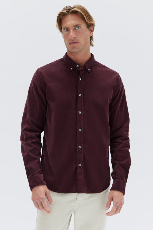 Mens Cord Shirt Bordeaux | Assembly Label