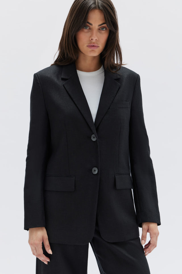 Womens Leila Linen Jacket Black | Assembly Label