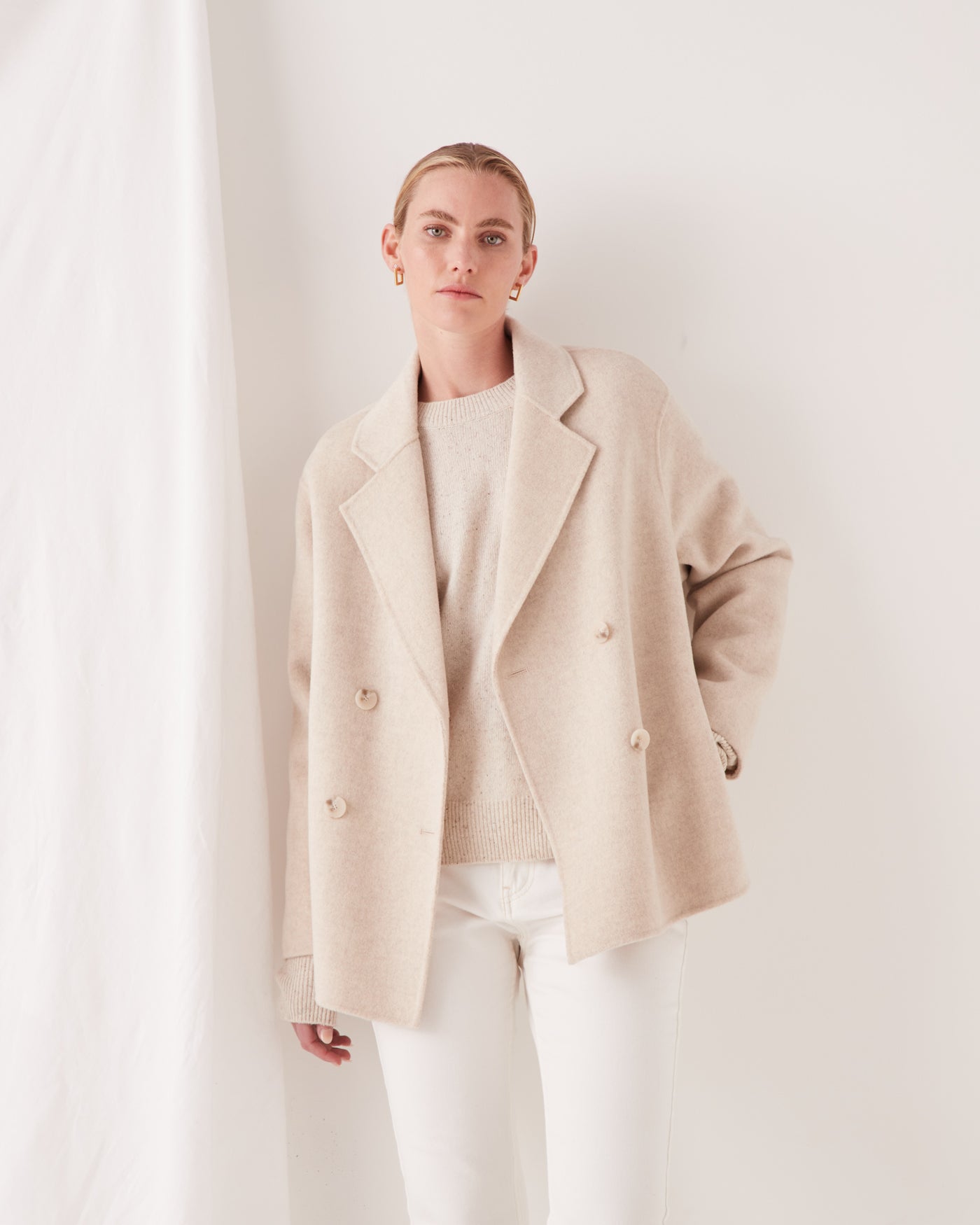 Double Breasted Wool Coat Oat Marle | Assembly Label Coats