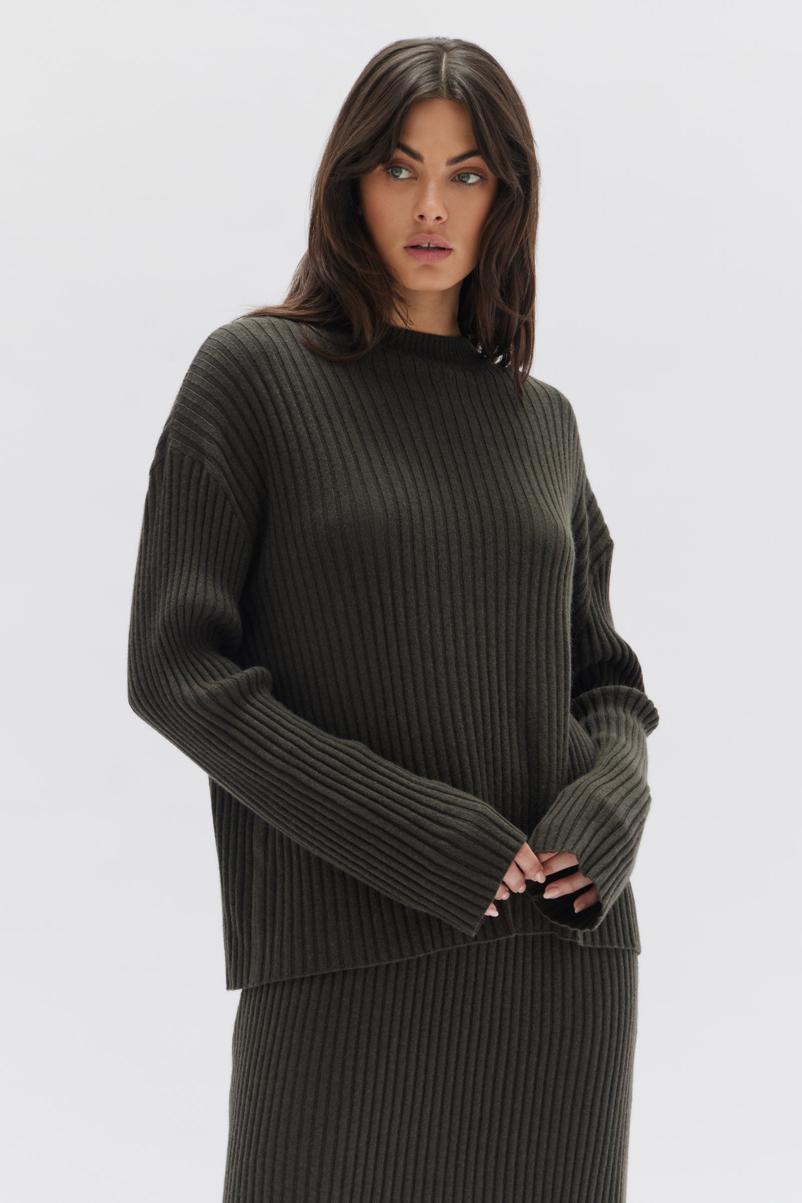 Womens Wool Cashmere Rib Top Oat | Assembly Label