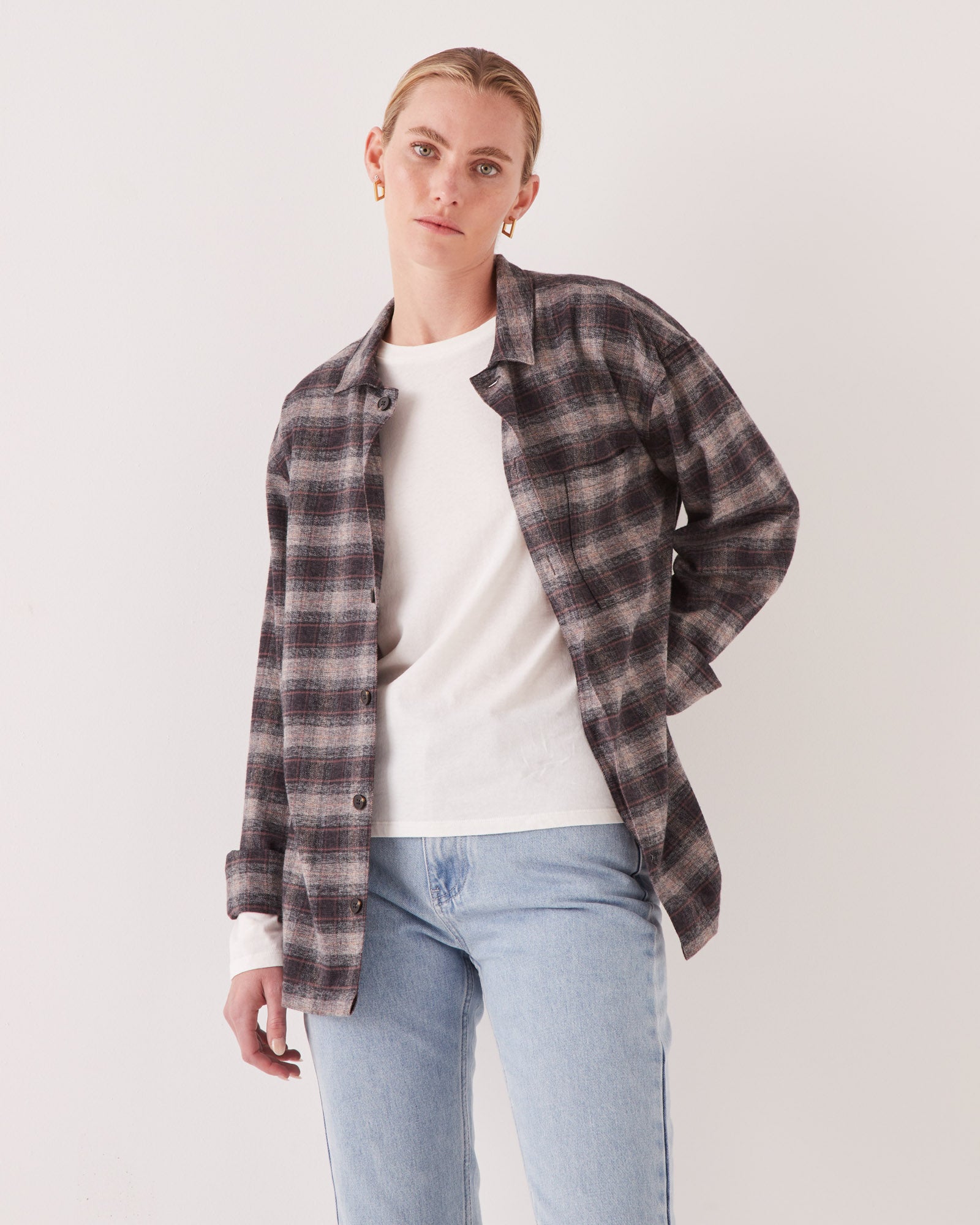 Flannel Overshirt Graphite Check | Unisex Shirts – Assembly Label