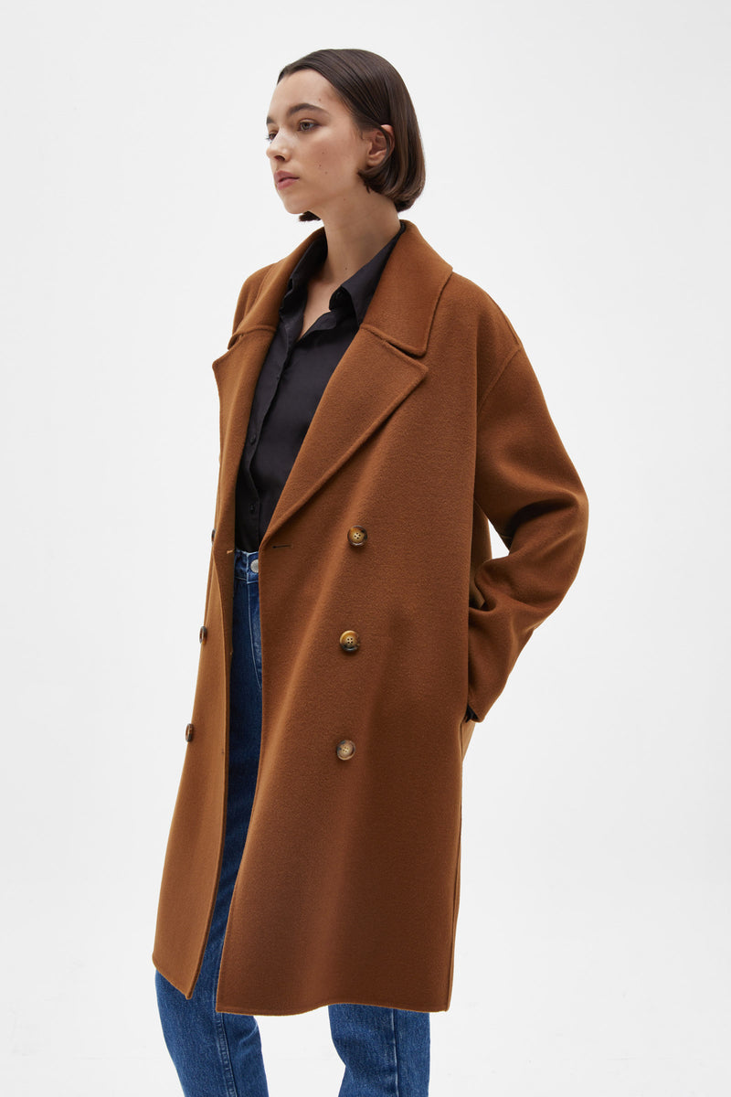 Double Breasted Wool Coat Burnt Ochre | Assembly Label Womens Coats