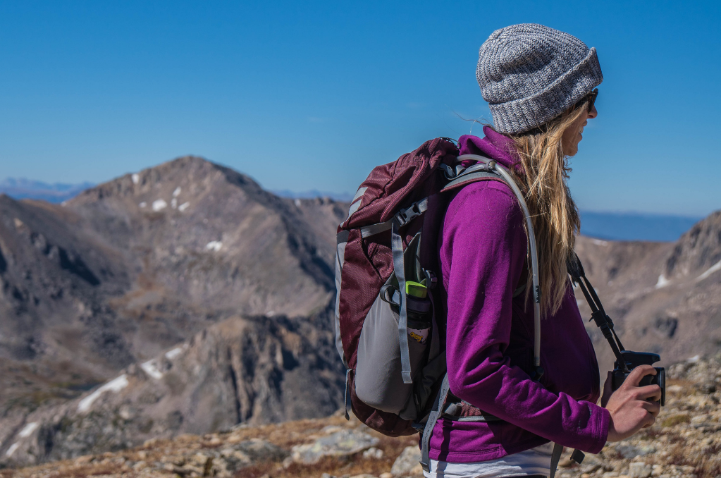 Woman hiking on a mountain