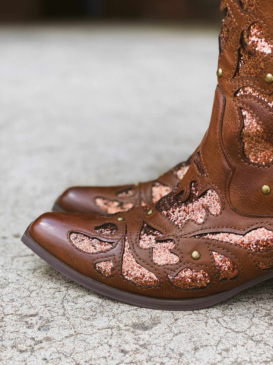 Gone Country Glitter Boots - Tan 