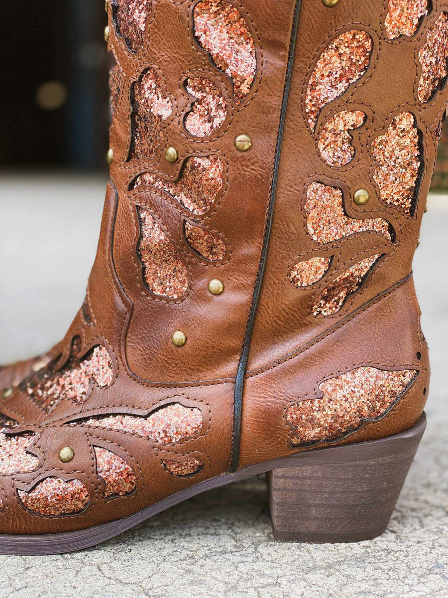 Gone Country Glitter Boots - Tan 