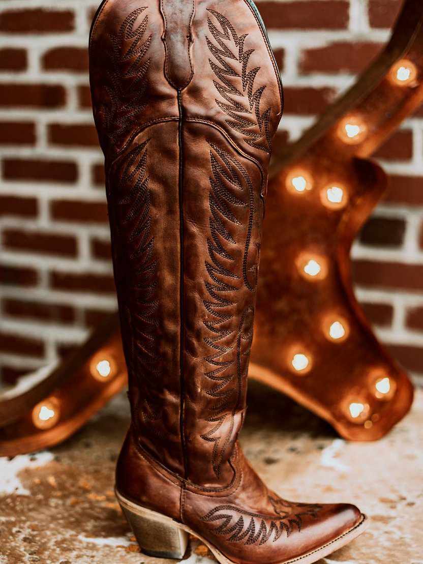 corral cognac embroidered bootie