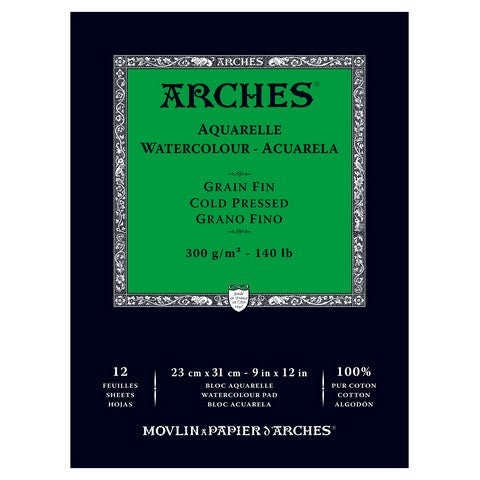 Arches Watercolor 11.69x16.53 Pad Cold Press 140lb 12 Sheets