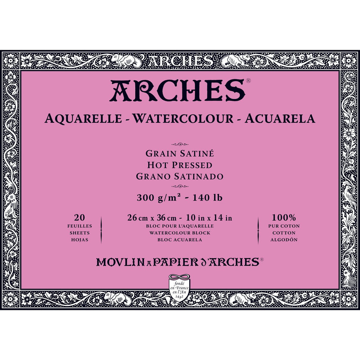 Arches Watercolor Block 12x16, 300lb Cold Press, 10 Sheets
