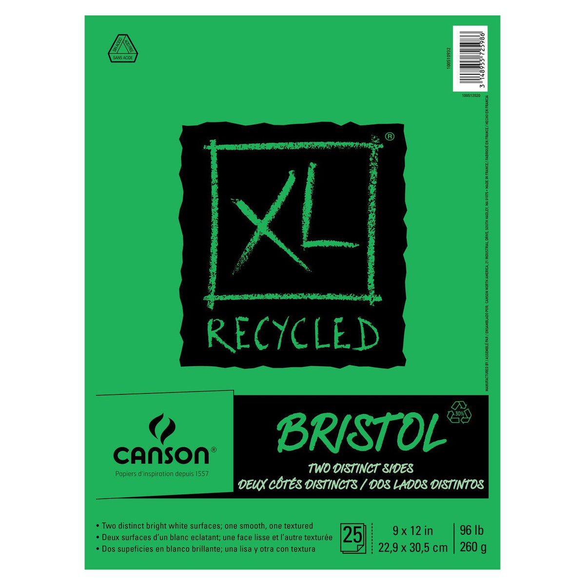 2- Canson XL Series Watercolor Textured Paper Pad 9 x 12 - 30