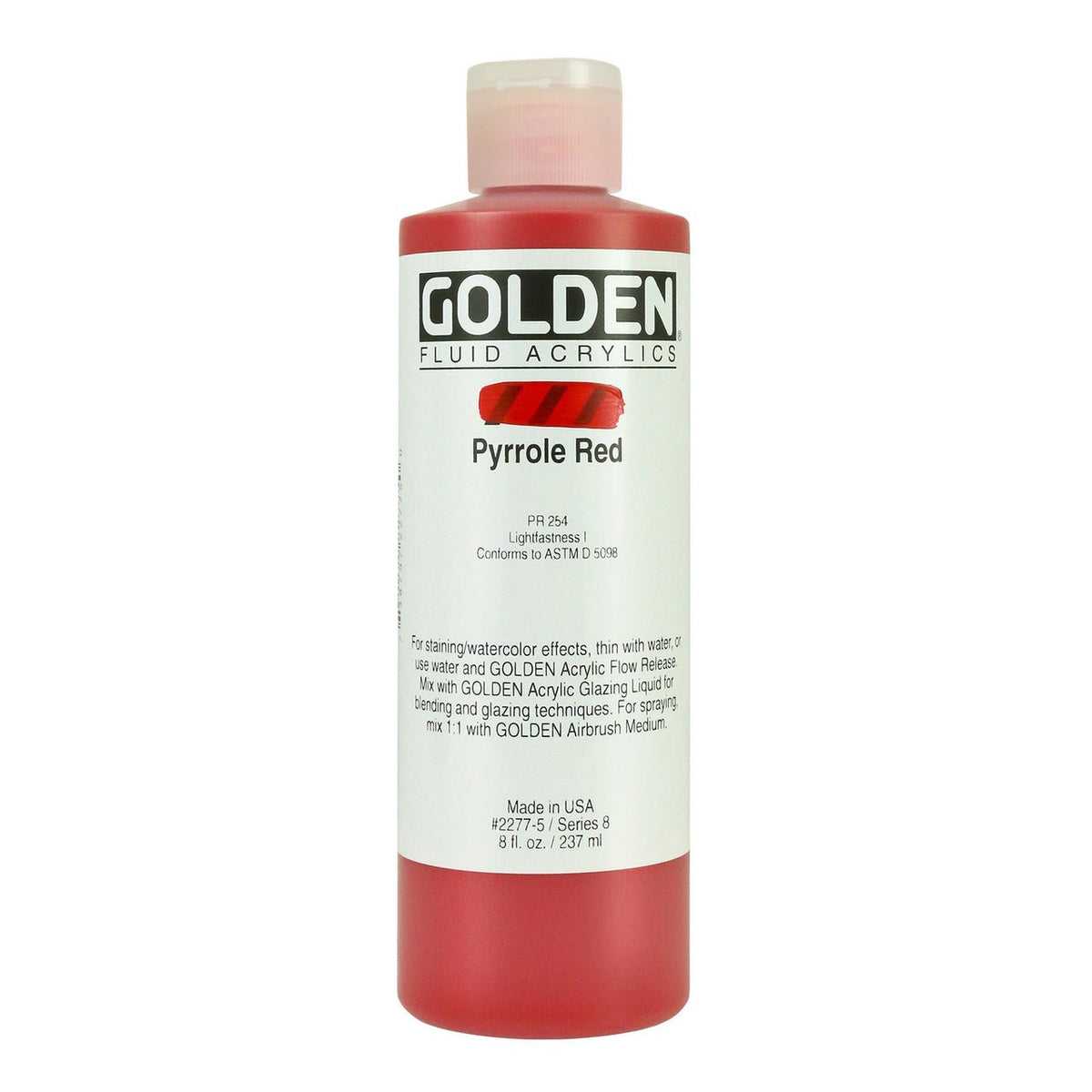 Golden Fluid Acrylic - Pyrrole Red Light 4 oz.