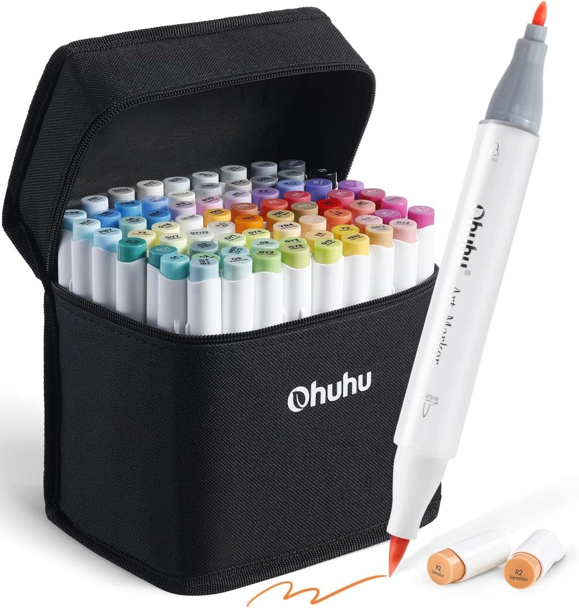 Ohuhu Maui Dual Tips Water Based Art Markers - 36 Skin Tone Color Set - Brush and Fineliner 