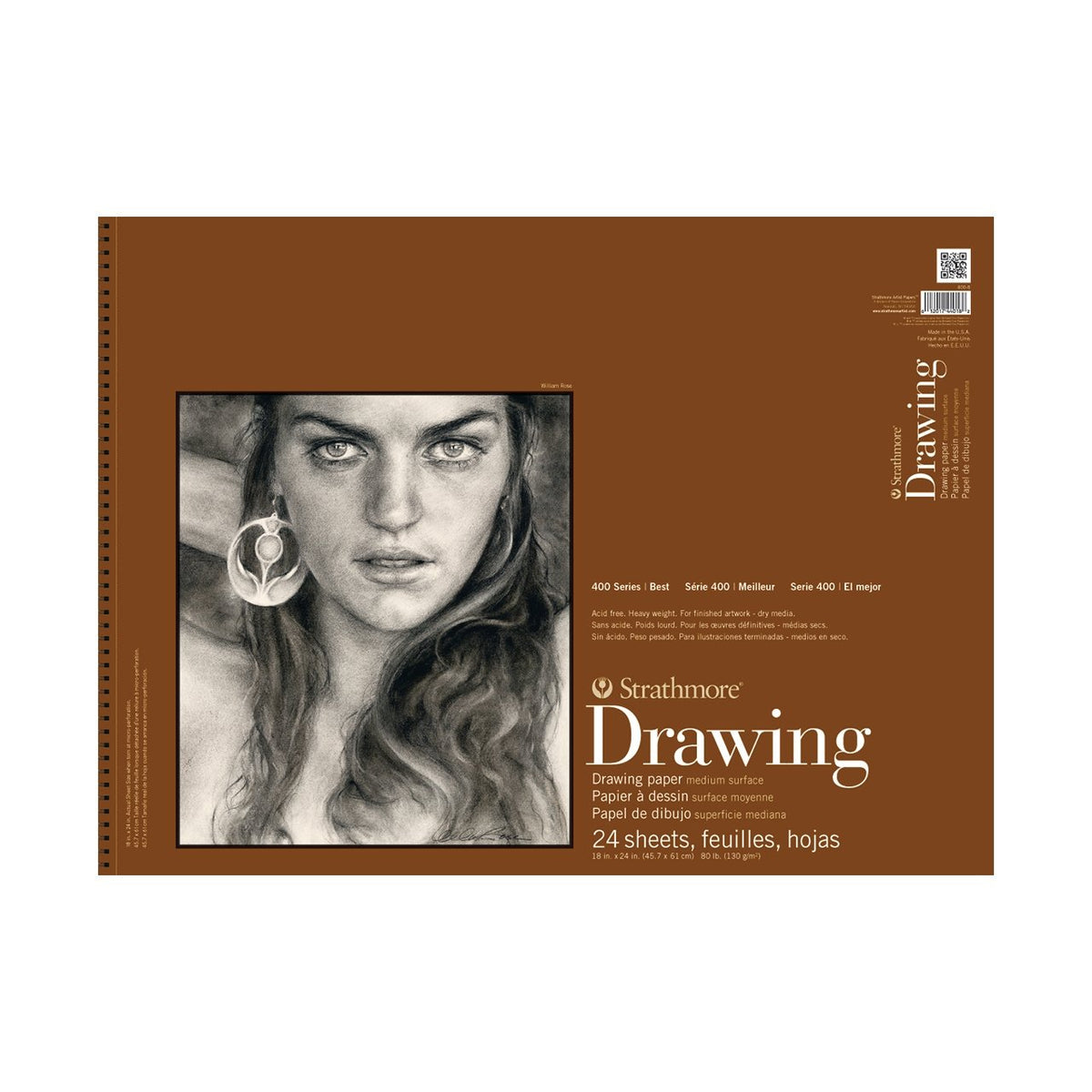 Canson Artist Series Drawing Paper, Wirebound Pad, 18x24 inches, 24 Sheets  (80lb