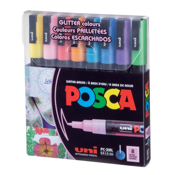 Posca Acrylic Paint Marker Set- Set of 8 White Assorted Tips