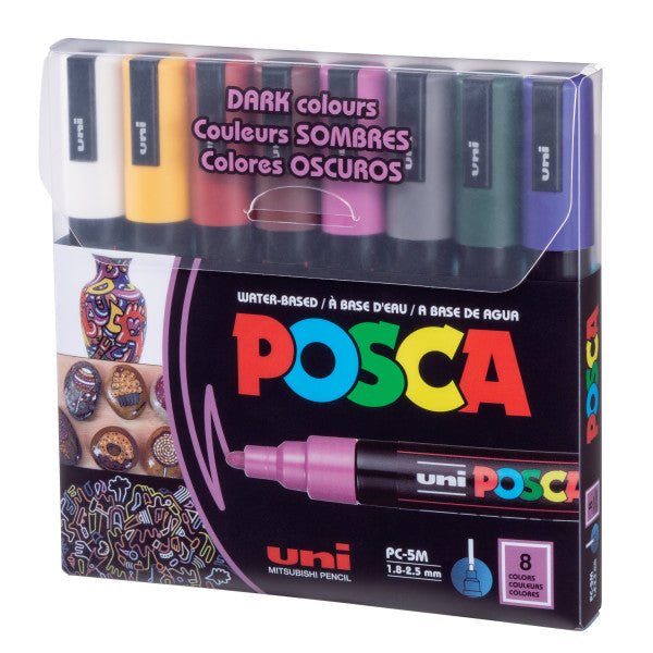 POSCA Paint Pens All Sizes - Set Of 8 White [PX302968000] 